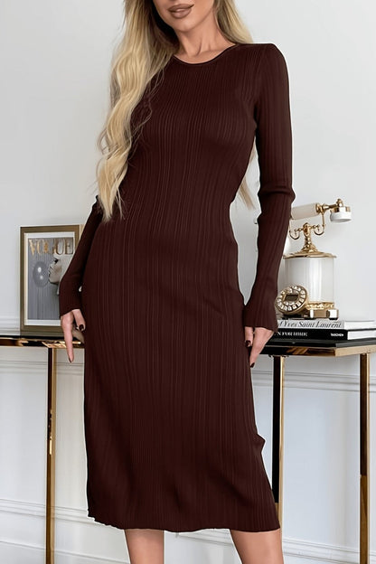 Vestido suéter de punto informal de manga larga