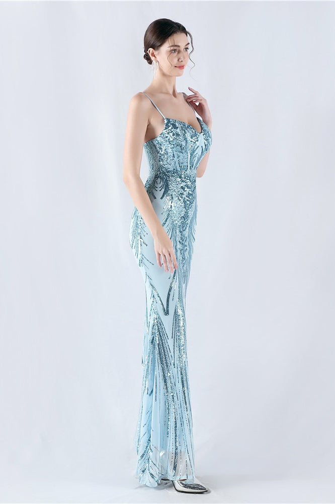Vestido formal con lentejuelas bordadas y varillas