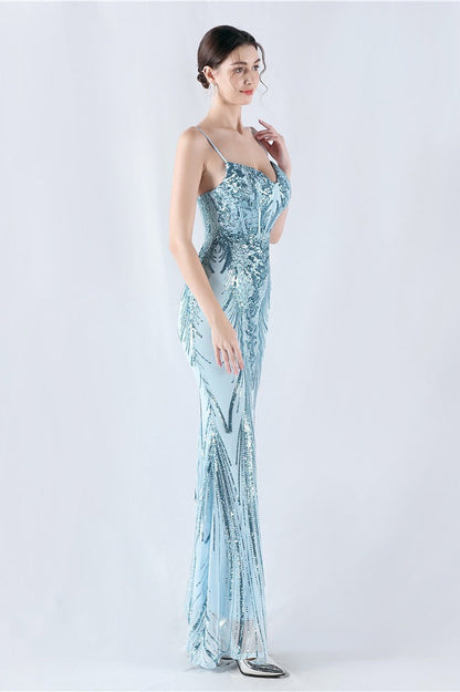 Vestido formal con lentejuelas bordadas y varillas