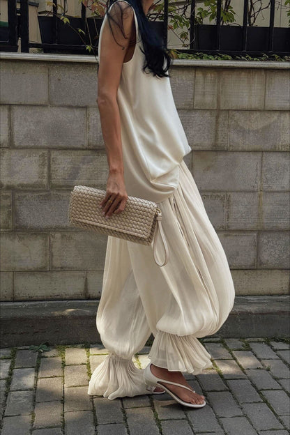 Pantalones casuales estructurados tobilleros chic abullonados