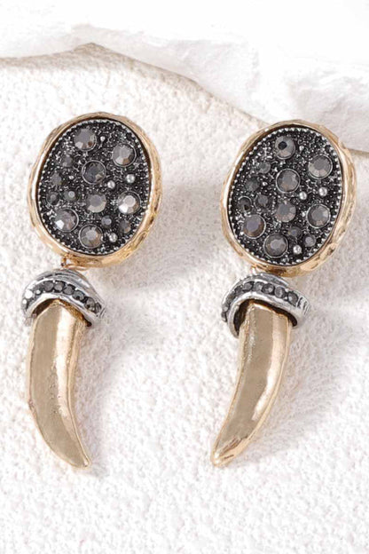 Fashionable Diamond-encrusted Animal Fang-shaped Pendant Earrings