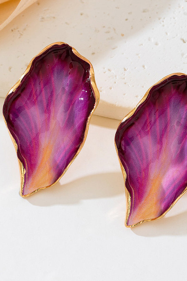 French Retro Irregular Pleated Enamel Geometric Earrings