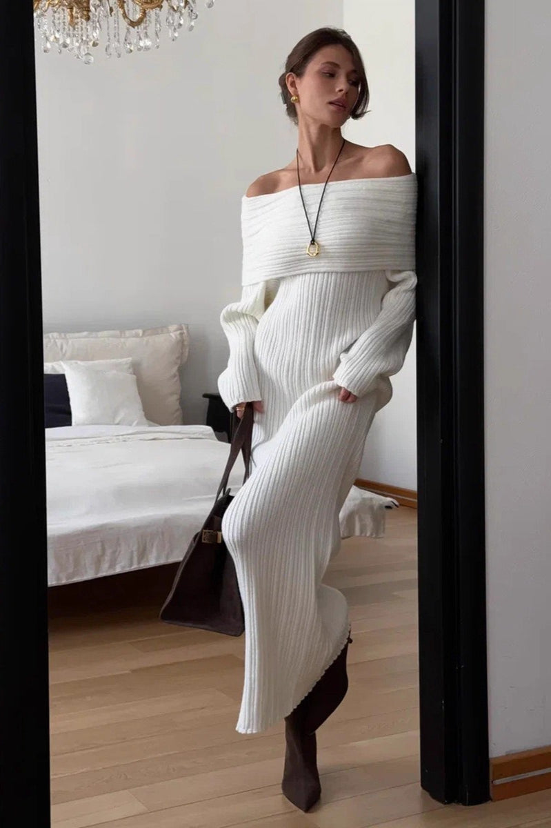 Vestido de punto entallado con un solo hombro