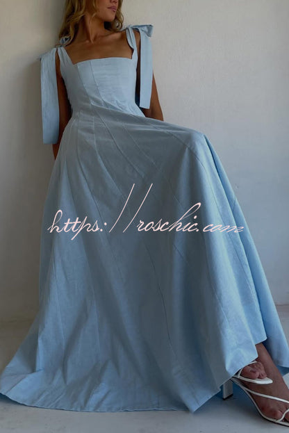 Solid Color Sleeveless Tie-up Suspender Elegant Patchwork Maxi Dress