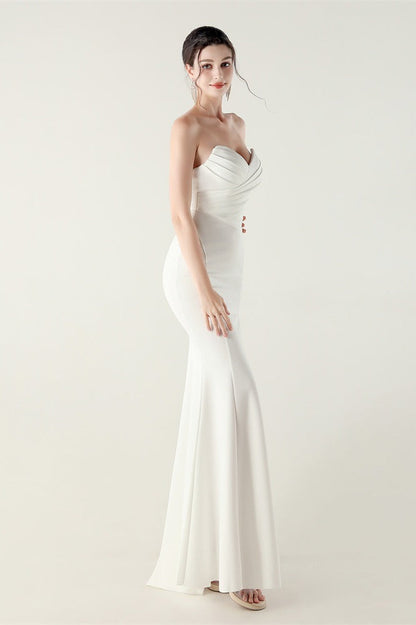 Vestido de fiesta plisado palabra de honor con escote corazón