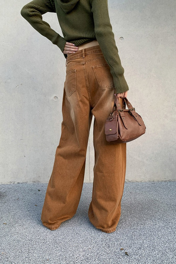 Vaqueros informales holgados de pierna ancha estilo vintage americano