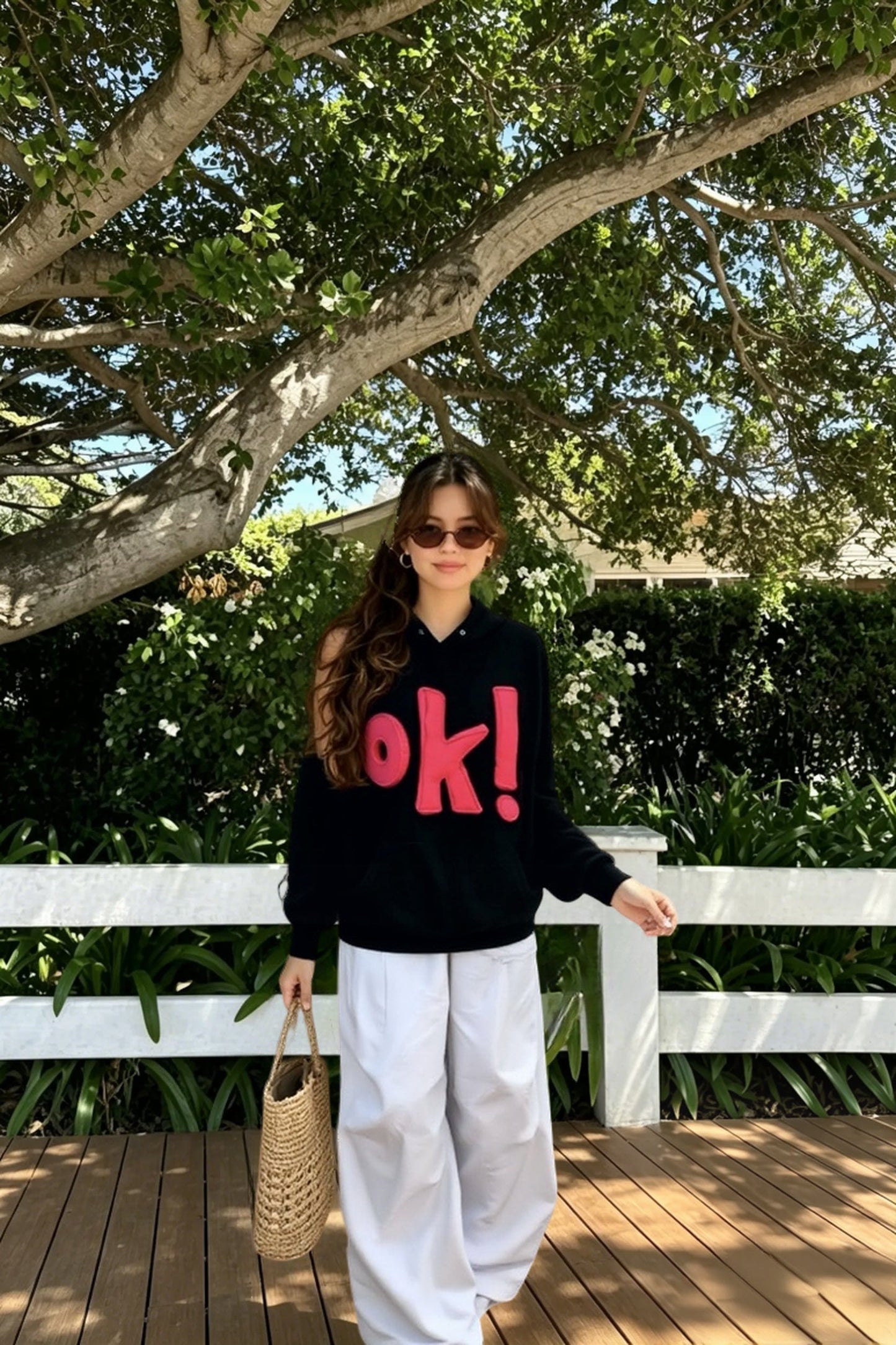 3D OK Letter Print Hoodie