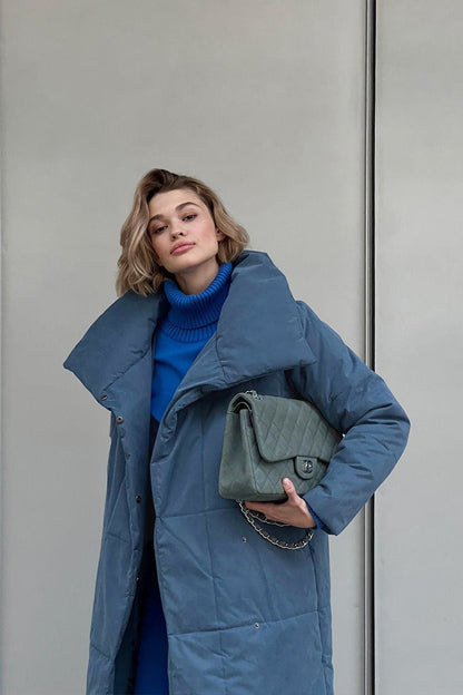 Chaqueta Puffer Larga con Cuello Alto