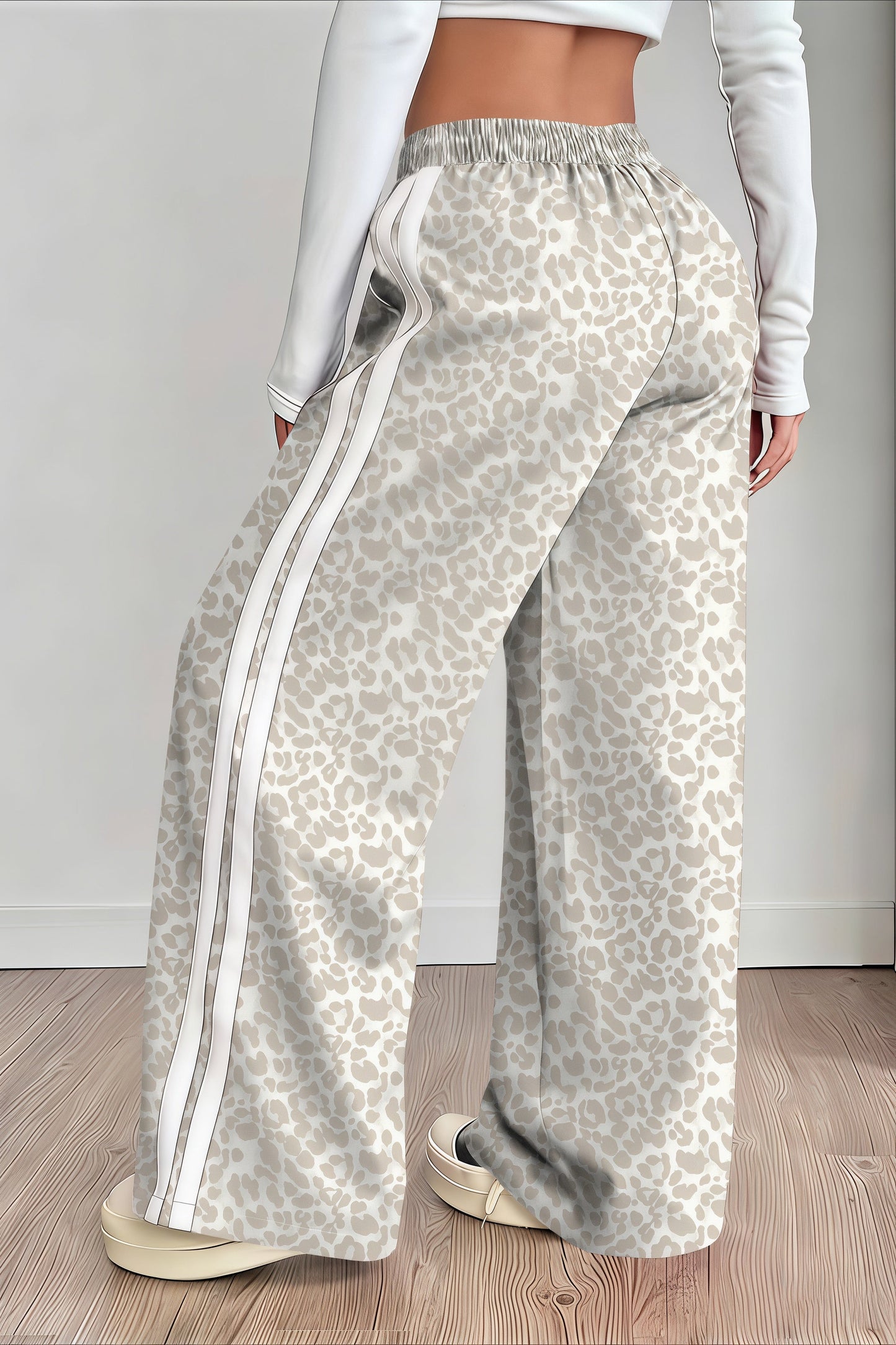 Pantalones Casuales Empalmados con Estampado de Leopardo