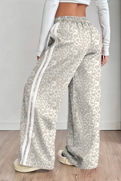 Pantalones Casuales Empalmados con Estampado de Leopardo