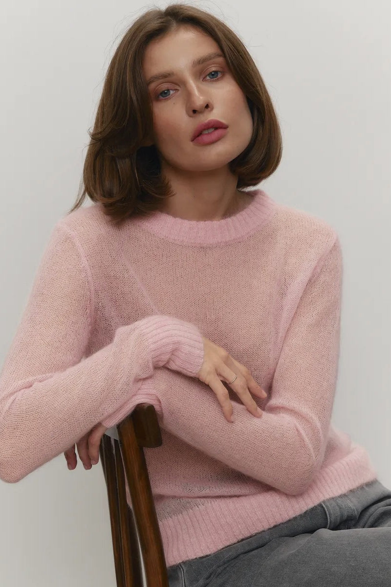 Top de punto de mohair con cuello redondo
