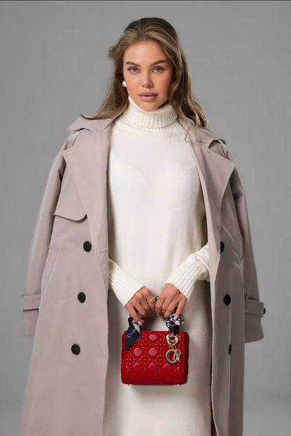 Vestido suéter de cuello alto holgado