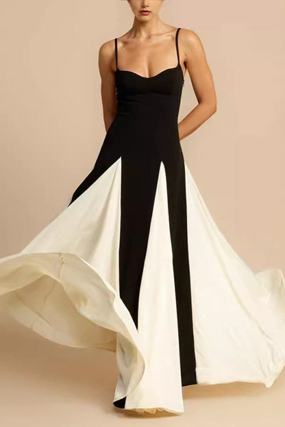 Chic Elegant  Slim Colorblock Camisole Formal Dress