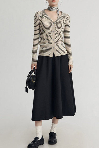 French Stripe Knit Cardigan