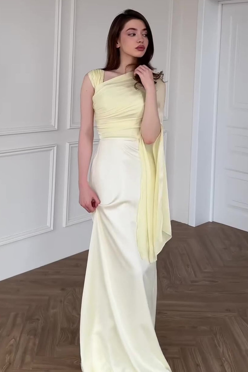 Vestido de fiesta de chifón con un solo hombro
