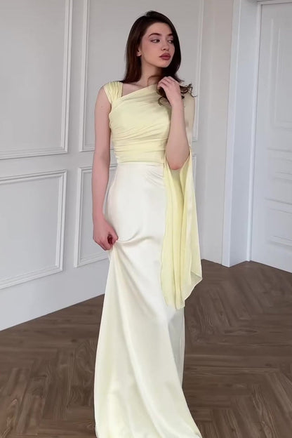 Vestido de fiesta de chifón con un solo hombro