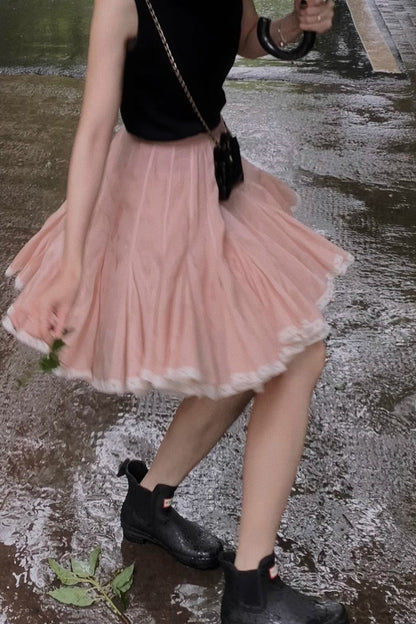 Minifalda de princesa vaporosa y voluminosa en rosa humo