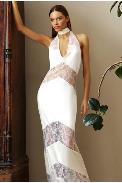 Vestido Largo de Noche Bohemio de Encaje Vintage