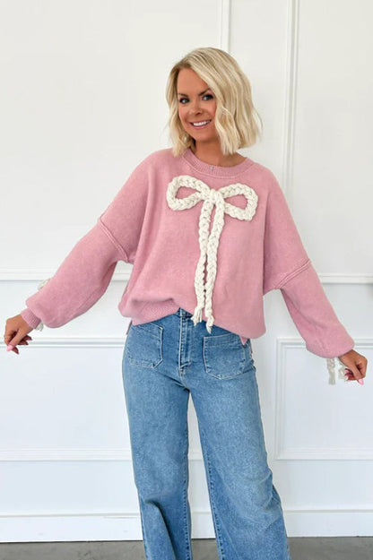 Sudadera holgada con paneles y apliques 3D de lazo