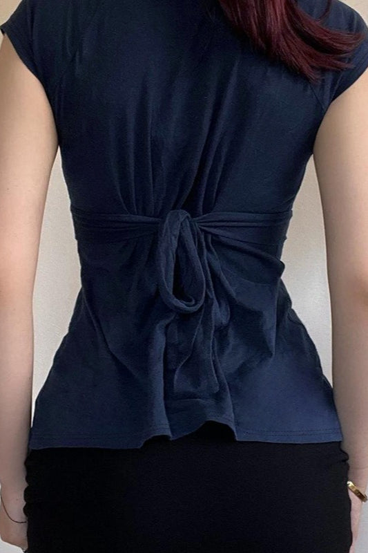 Essential Fitted Solid Plunging V Neck T-Shirt