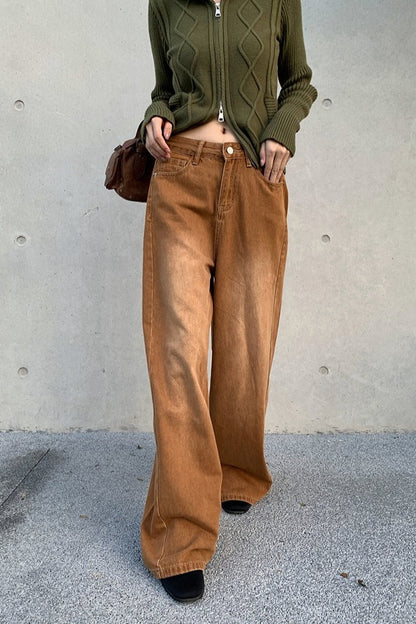 Vaqueros informales holgados de pierna ancha estilo vintage americano