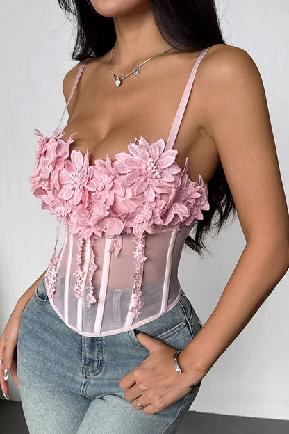 Top lencero de malla floral sexy