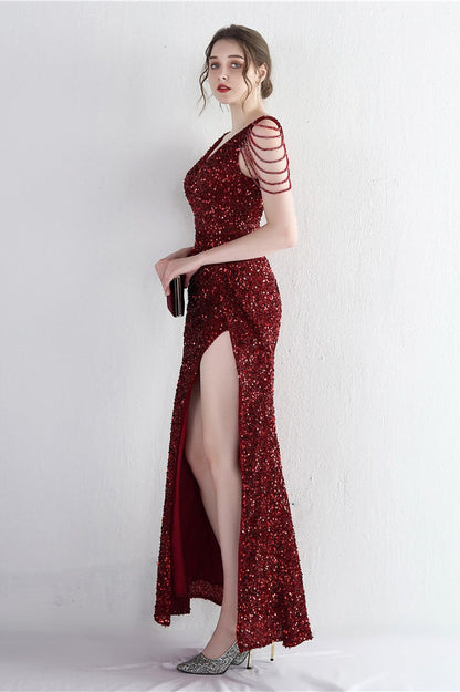 Vestido de Gala Sirena con Cuentas Distintivas