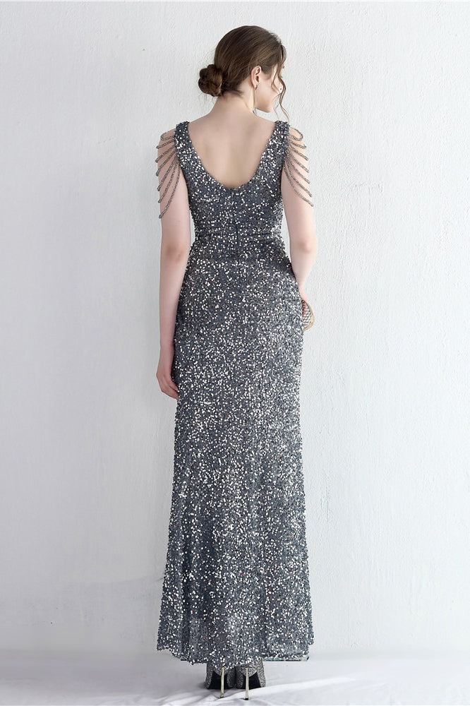 Vestido de Gala Sirena con Cuentas Distintivas