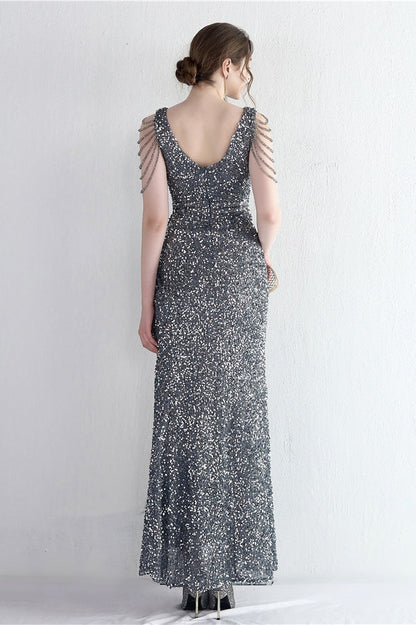 Vestido de Gala Sirena con Cuentas Distintivas