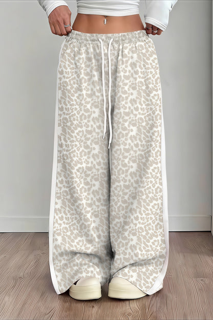 Pantalones Casuales Empalmados con Estampado de Leopardo