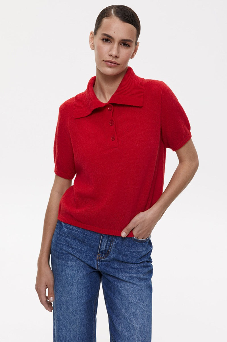Hollow Out Polo Knit Sweater