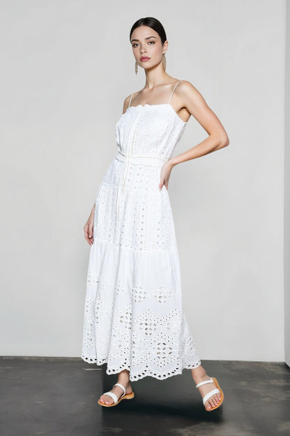 Hollow Out White Flowy Vacation Skirt