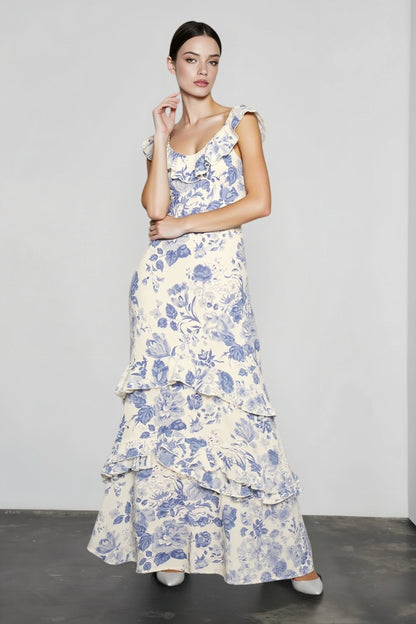 Elegant Ruffle Floral Dress