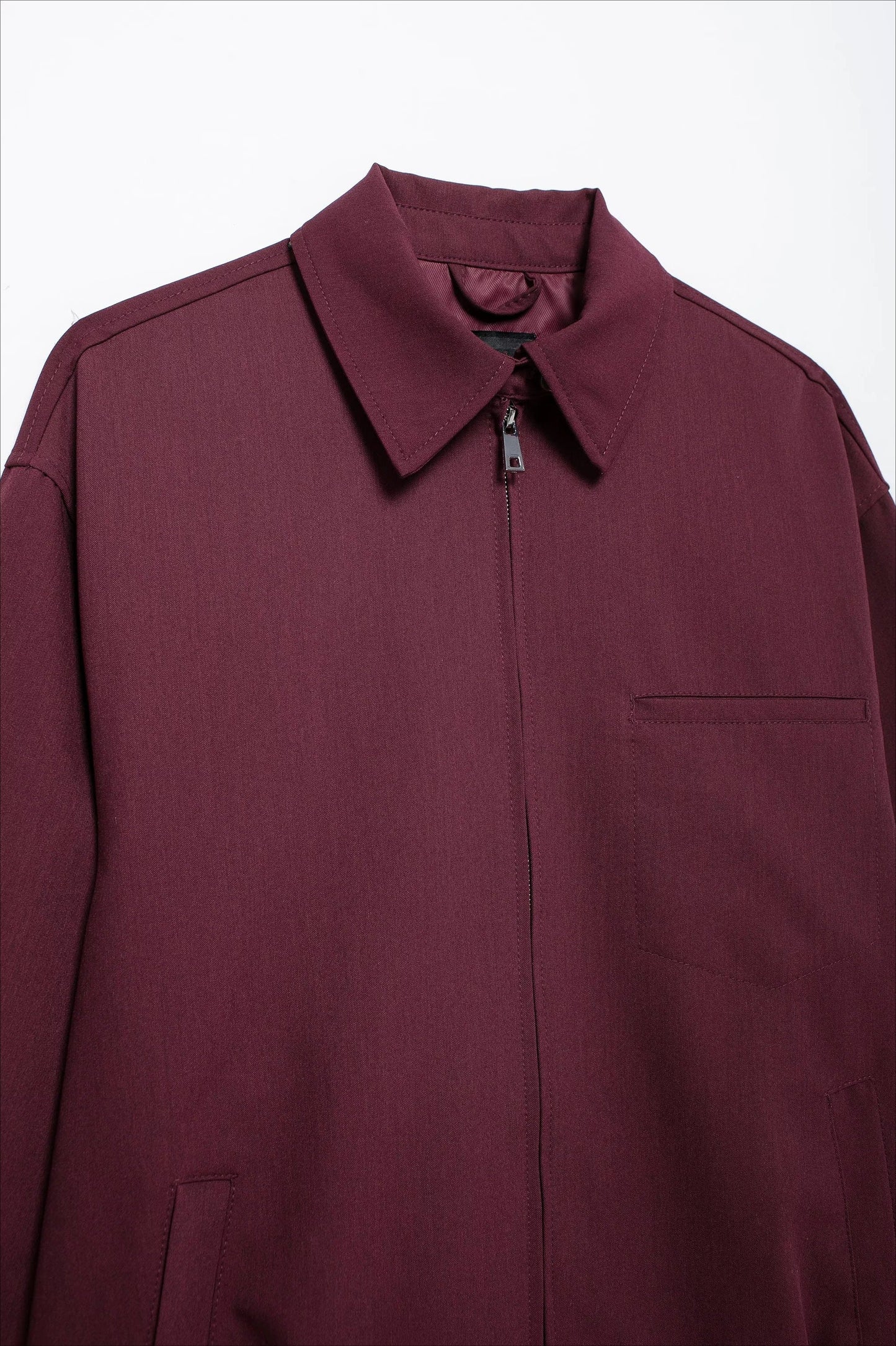 Burgundy Casual Zip Jacket