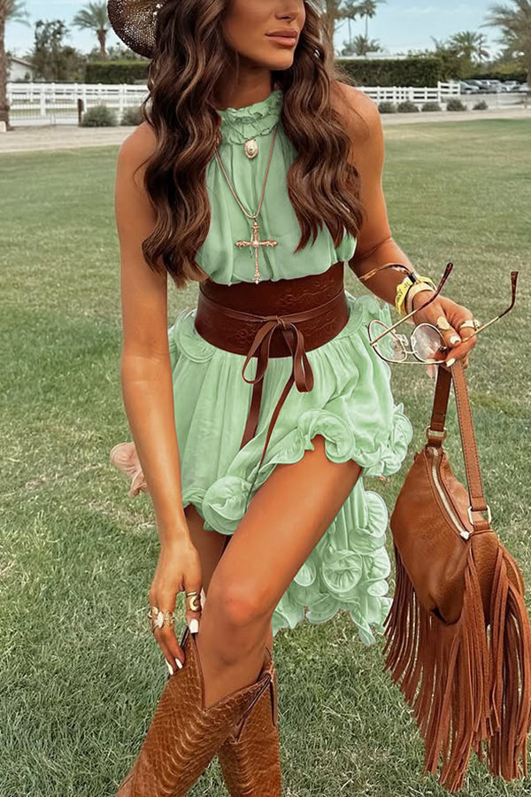 Romantic Drama Chiffon Wavy Ruffles Elastic Waist Loose Shorts (Shipped Within 24 Hours)