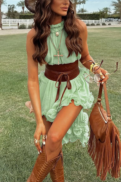 Romantic Drama Chiffon Wavy Ruffles Elastic Waist Loose Shorts (Shipped Within 24 Hours)