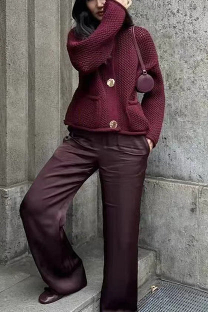 Solid Color Knit Sweater