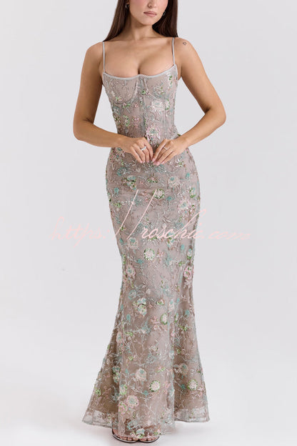 Stylish Sleeveless Halter-neck Slim-fit Backless Tie-up Elegant Maxi Dress