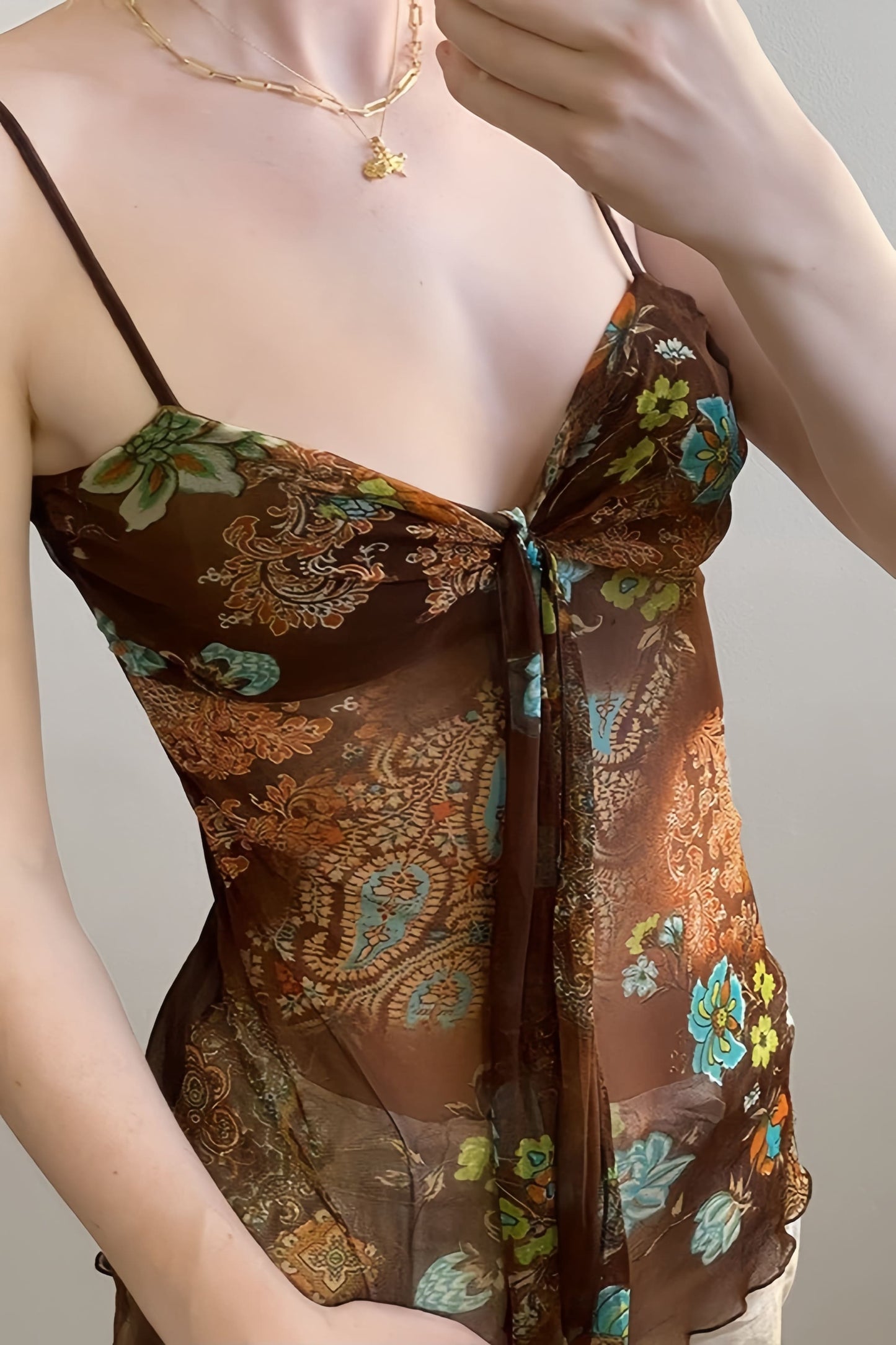 Top lencero vintage ajustado con estampado