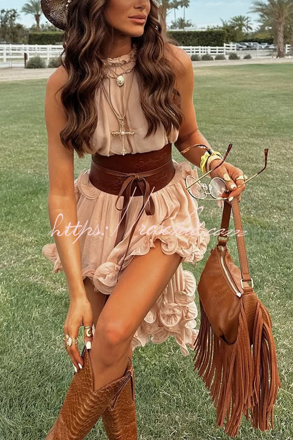 Romantic Drama Chiffon Wavy Ruffles Elastic Waist Loose Shorts (Shipped Within 24 Hours)
