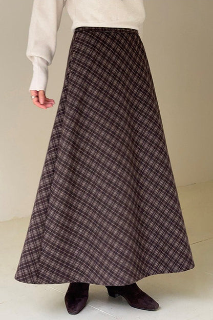 Falda retro a cuadros de talle alto