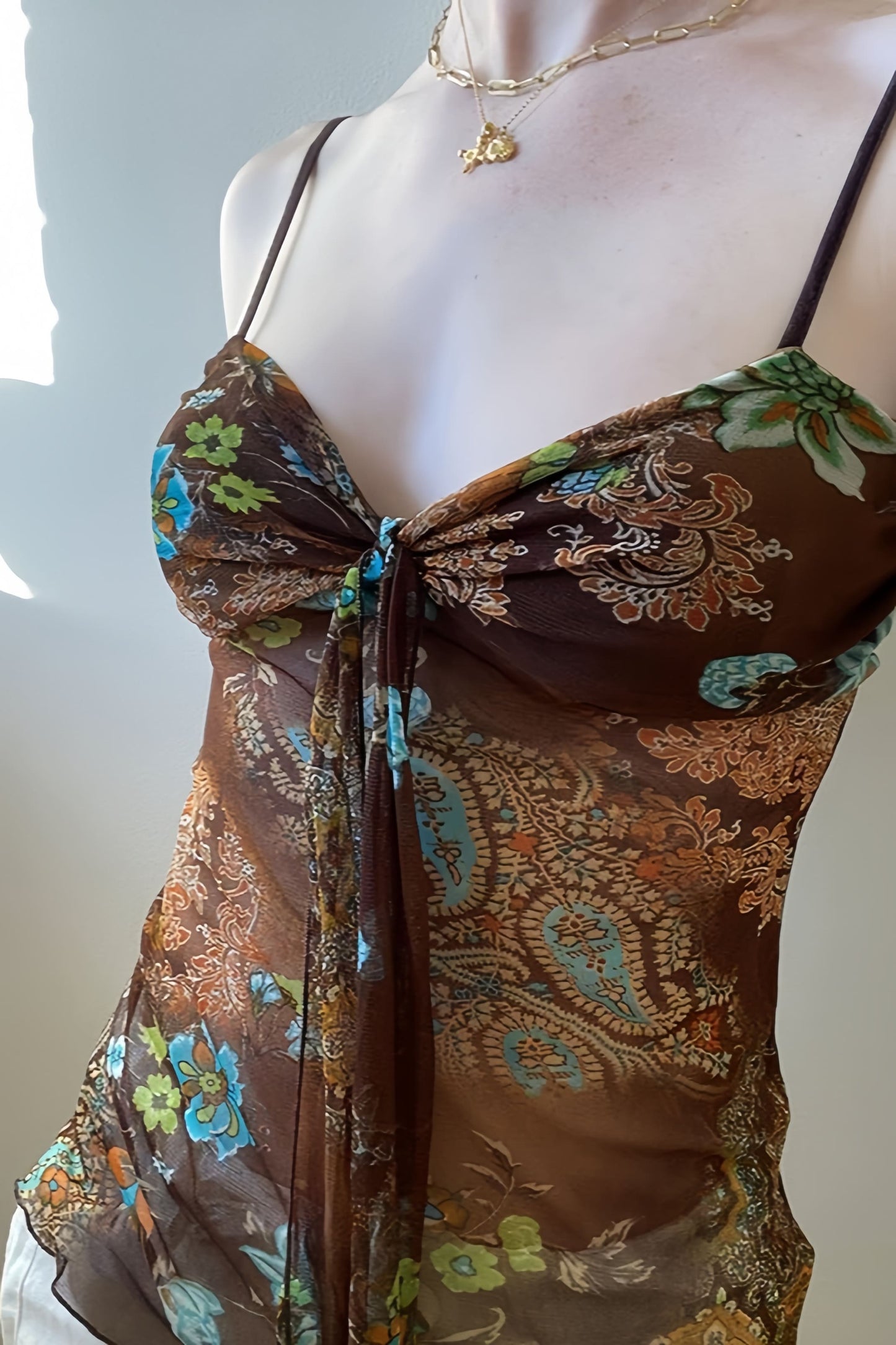 Top lencero vintage ajustado con estampado