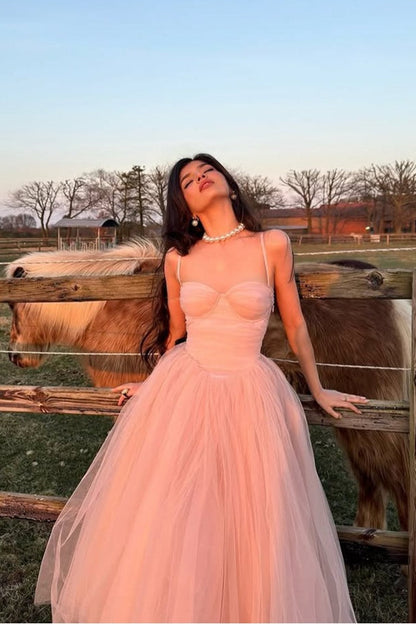 Vestido largo de fiesta estilo ballet con camisola de tul dulce