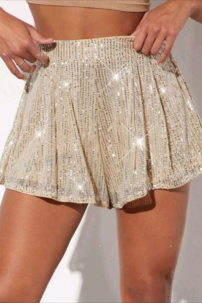 Pantalones cortos negros Y2K de lentejuelas brillantes