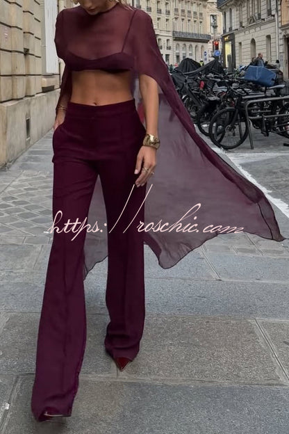Fashionable Mesh See-through Maxi Cover-up Shawl Cape