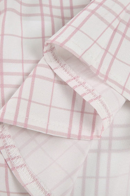 Plaid Button Front Fitted T-Shirt