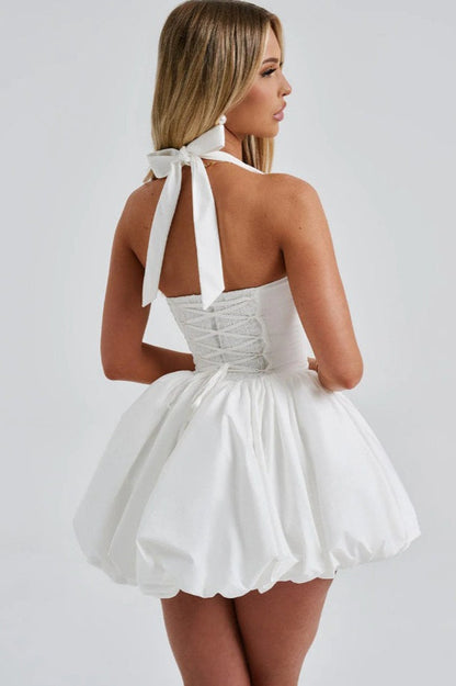 Elegant Halter Tie Bow Bodycon Cocktail Dress