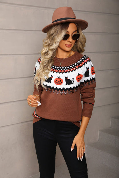 Graphic Pumpkin Halloween Sweater