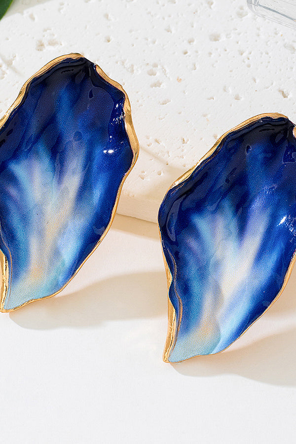 French Retro Irregular Pleated Enamel Geometric Earrings
