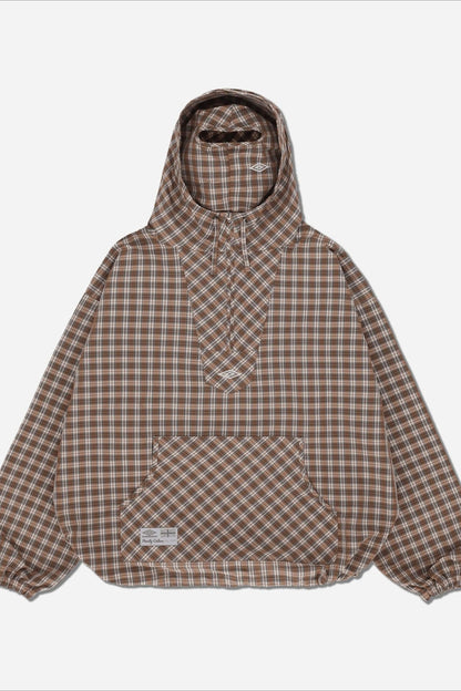 Sudadera con capucha de cuadros escoceses vintage y media tapeta con máscara